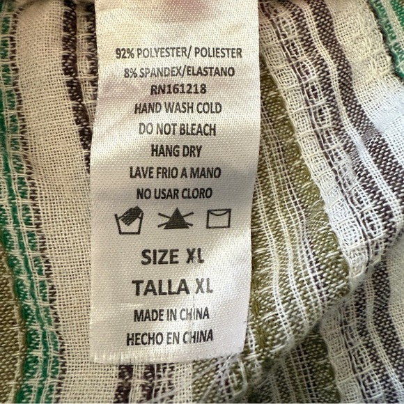 Harper By‎ Block Boho Pants Paperbag Waist Jr Size XL Stripe Earthy Belt Pockets - Picture 8 of 11